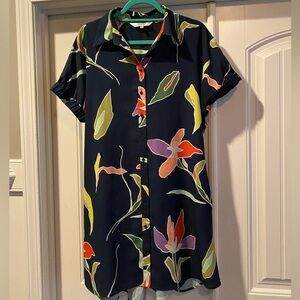 Crosby by Mollie Burch Classic Navy Shirt Dress Size Medium